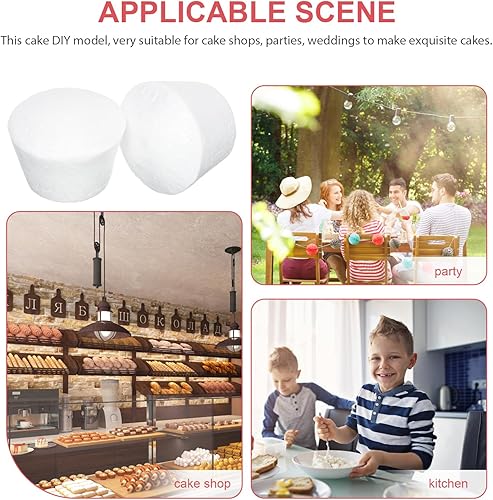 Miniatura 5 de Gadpiparty 20 piezas de espuma blanca, modelo de magdalena de espuma de poliestireno, modelo de pastel falso, espuma de poliestireno expandida para