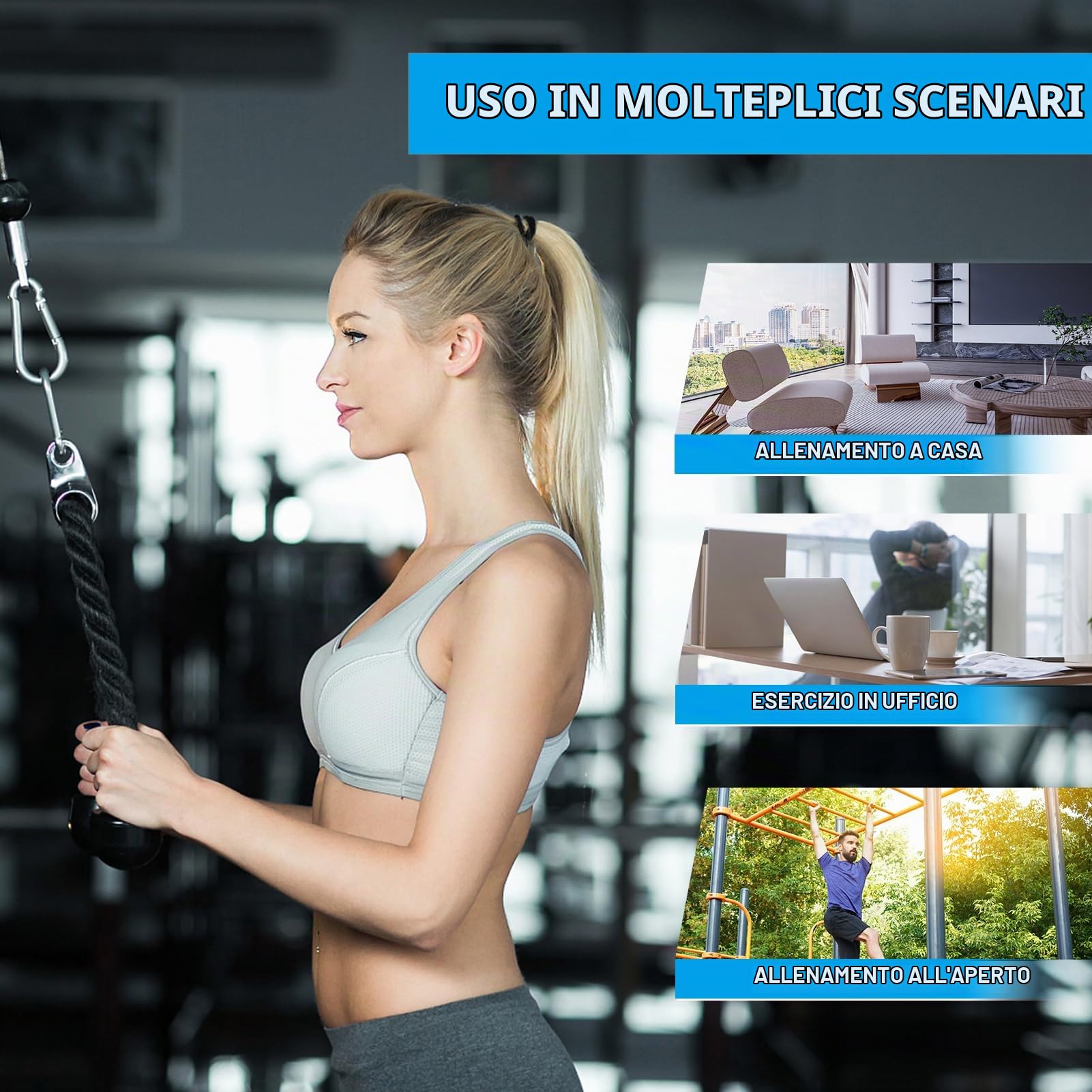 Puleggia Palestra, LAT Machine Carrucola Palestra con Cavo Palestra Casa Multifunzione Cavi Palestra Home Gym Accessori per Macchine Fitness
