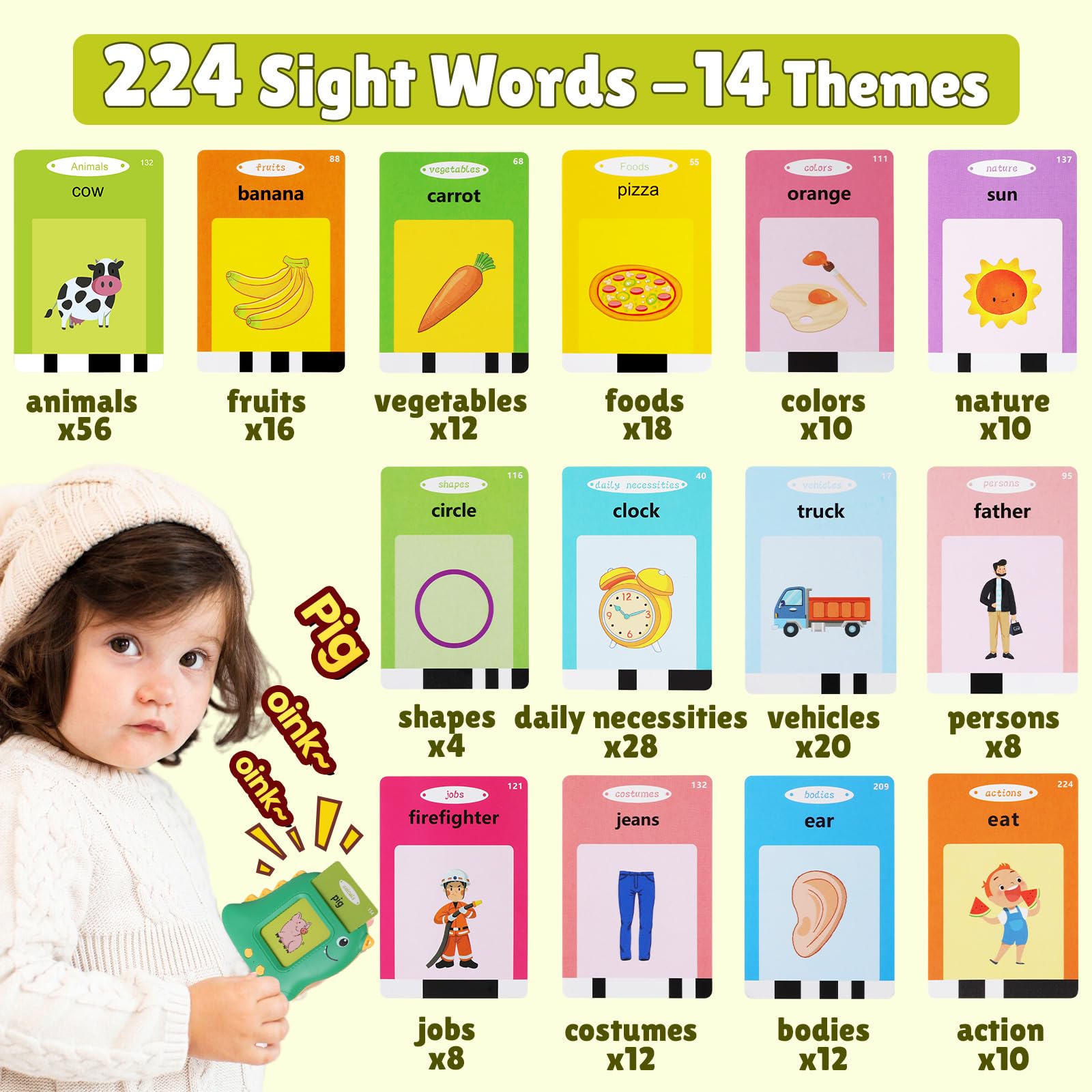 Busy Book with Talking Flash Cards per Bambini Piccoli Farm Busy Board Giocattolo Montessori per Bambini di 1 2 3 Anni Attività di Apprendimento Prescolare Giocattoli da Viaggio（Versione inglese）