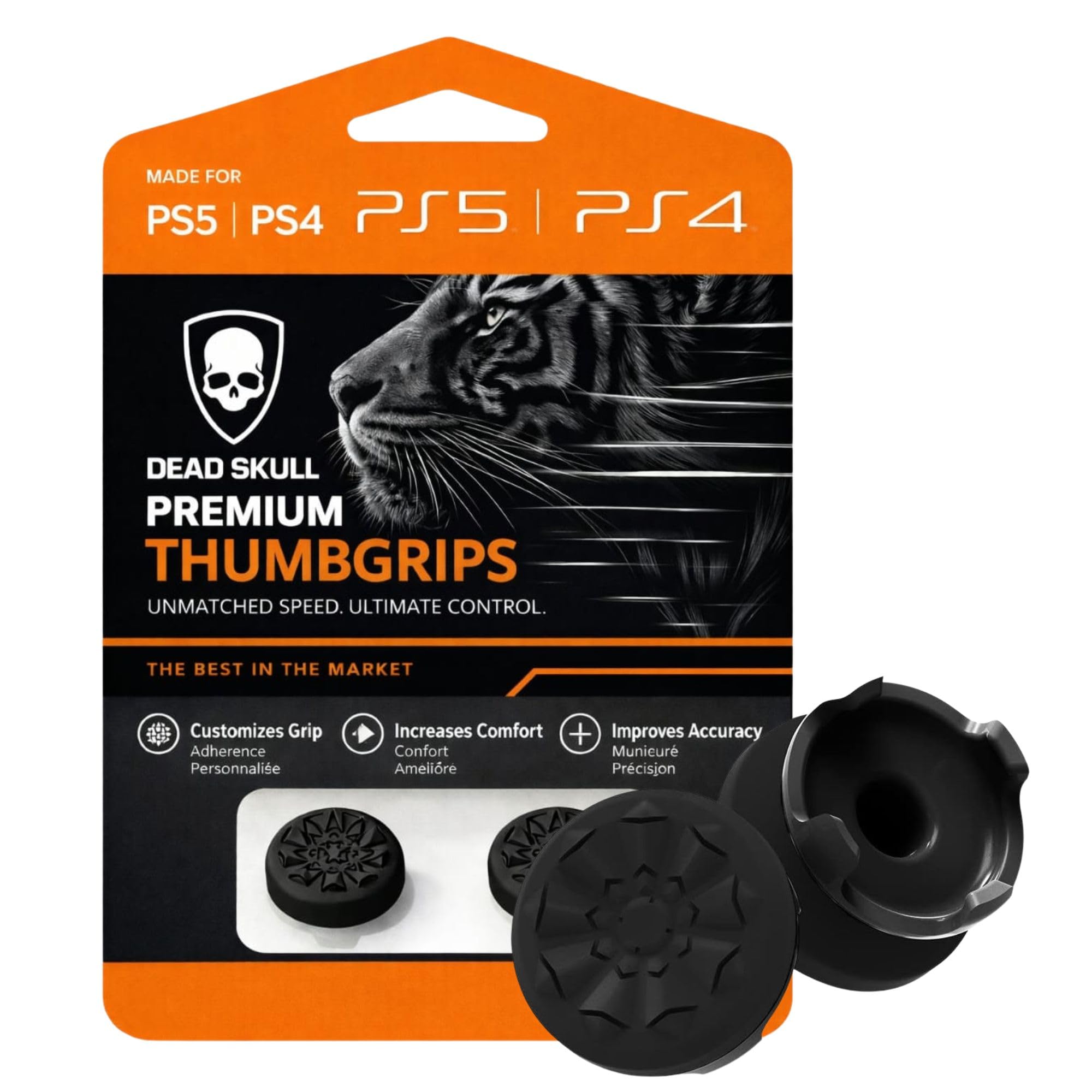 DEADSKULL FPS Thumbsticks for PS5 & PS4 – Galaxy Black Limited Edition | PS5 Thumb Grip Caps | High-Rise + Mid-Rise Joystick Extender | Precision Gaming Control-image-5