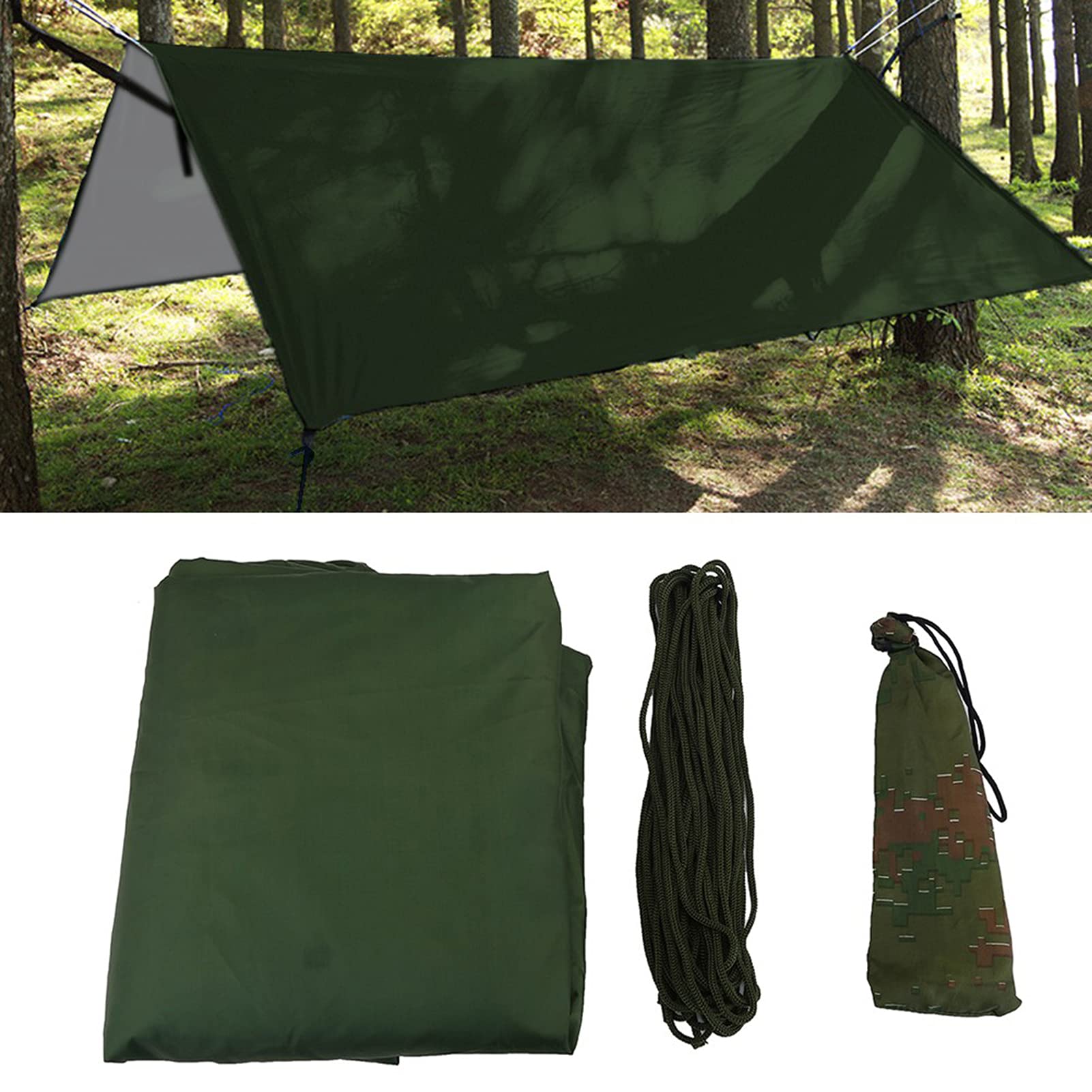 Bâche Tente Tapis de Sol Etanche Toile Imperméable Multifonction Pare- Protection UV Portable Léger pour Camping Randonnée Pique-Nique Plage en Plein Air (Couleur : Vert)