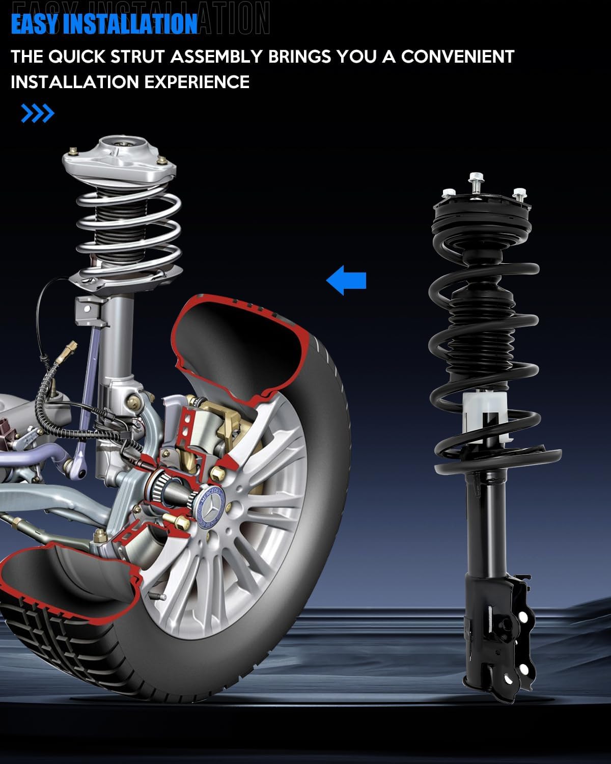 Complete Front Strut and Coil Spring Assembly for Ford for Fiesta 2010-2013 KFKGF Quick Strut Assembly Replace 172525
