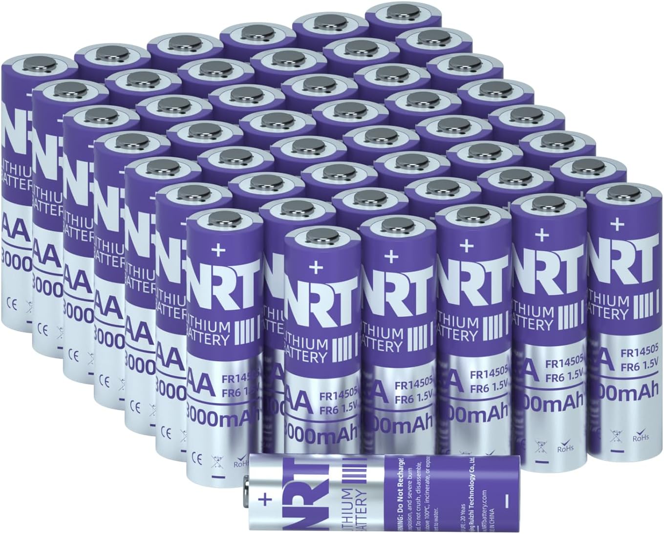 NRT AA Batteries 48 Pack Lithium Iron Double A Batteries 1.5V 3000mAh Longer Lasting AA Lithium Batteries for Blink Camera, Blink Battery Replacement Non-Rechargeable(Lithium AA-48 Count)