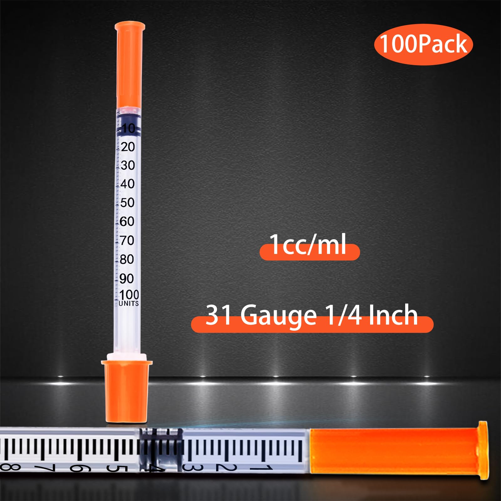 U-100 - Siringhe da 1 ml/cc 31 G, da 6,35 mm, confezione da 100