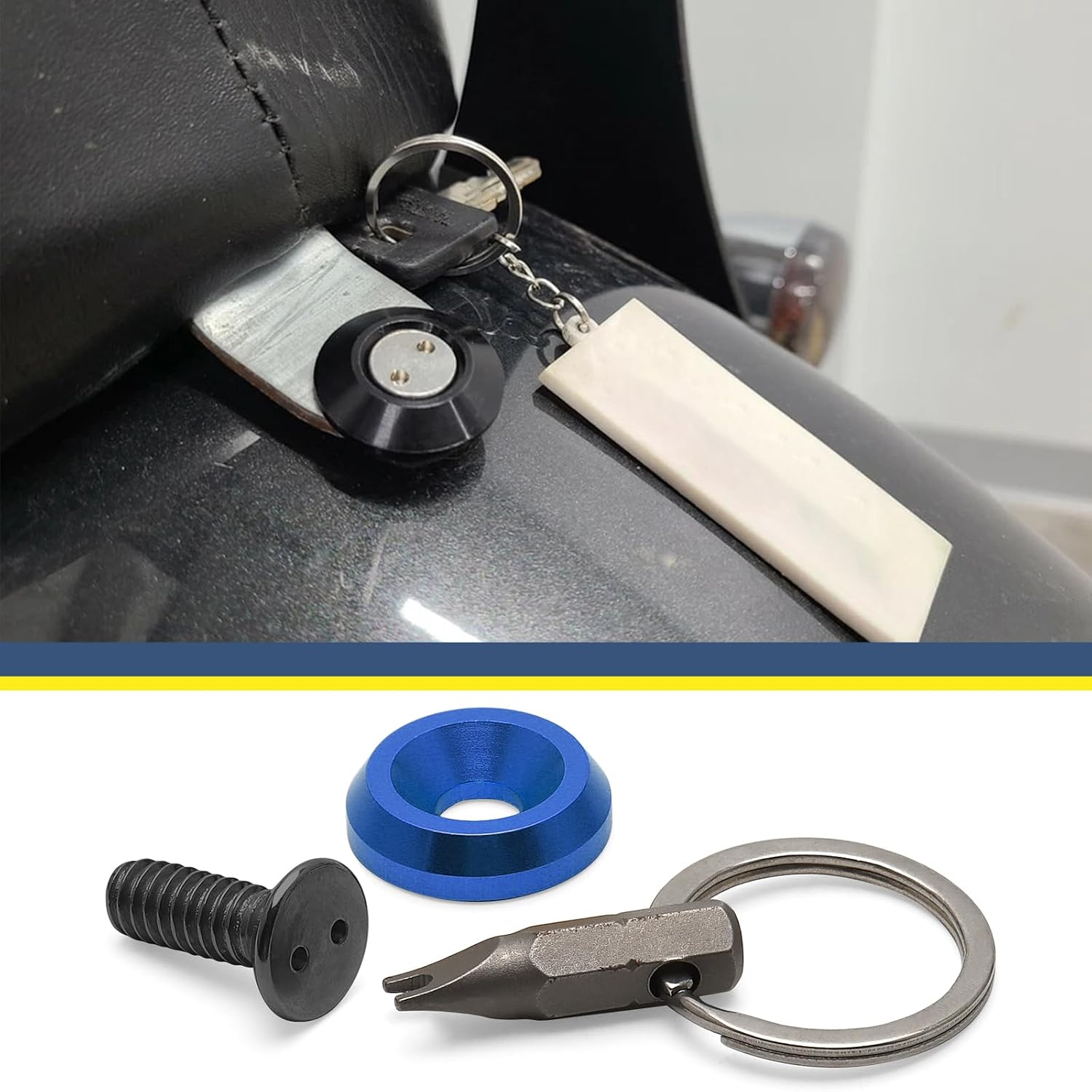 Motorcycle Seat Bolt Screw Kit 1/4"-20 Thread Fit For Harley 1996-2025 Touring Road Glide Road King Street Glide Ultra Glide Sportster Softail Dyna (Blue)