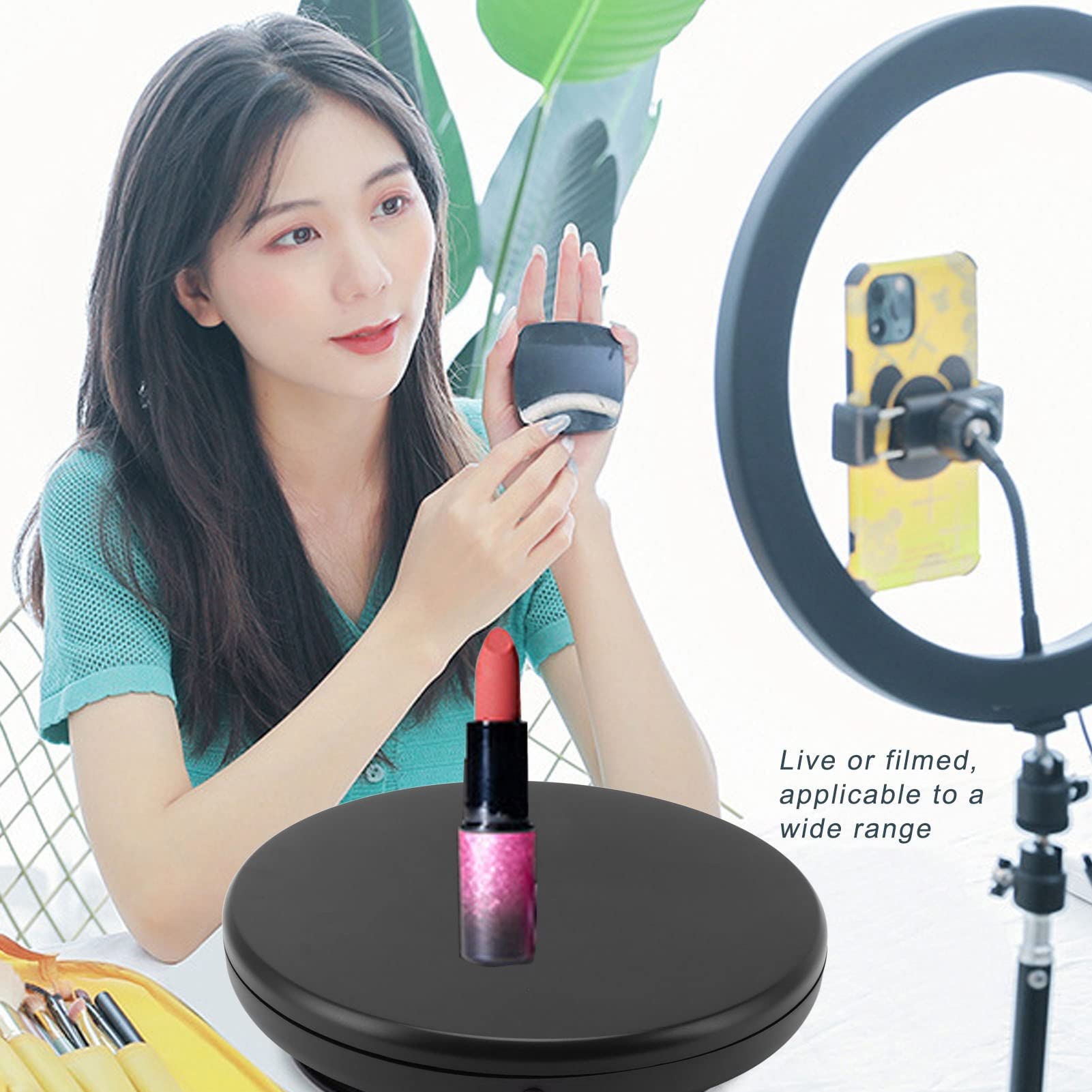 Plateau Tournant électrique de 45 Cm pour la Photographie, capacité de 100 Kg, 25s/r, Support D'affichage à 360 Degrés, Télécommande, pour la Diffusion en Direct, la Prise de Vue