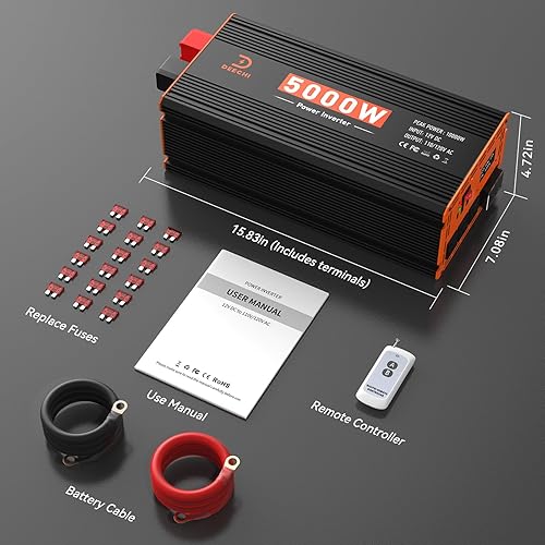 Miniatura 9 de Inversor de Potencia de 5000W Convertidor de 12V DC a 110V120V AC para RVCamiónBarcoCampingSolar Fuera de la Red Inversor de Potencia para Automóvil
