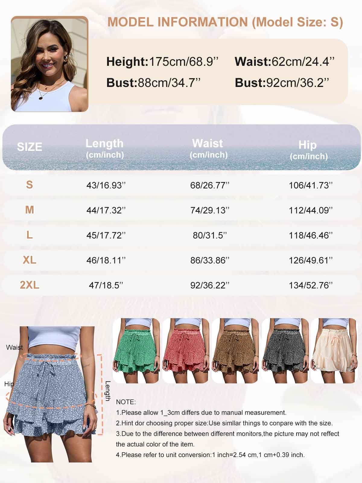 Yutdeng Pantalones Cortos Mujer Fluidos Gasa Falda Pantalon Mujer Estampado Floral Shorts Mujer Verano Elástica Cintura Alta Pantalon Corto Mujer Ligero Elegantes Casual Bermudas Playa Boho Volante
