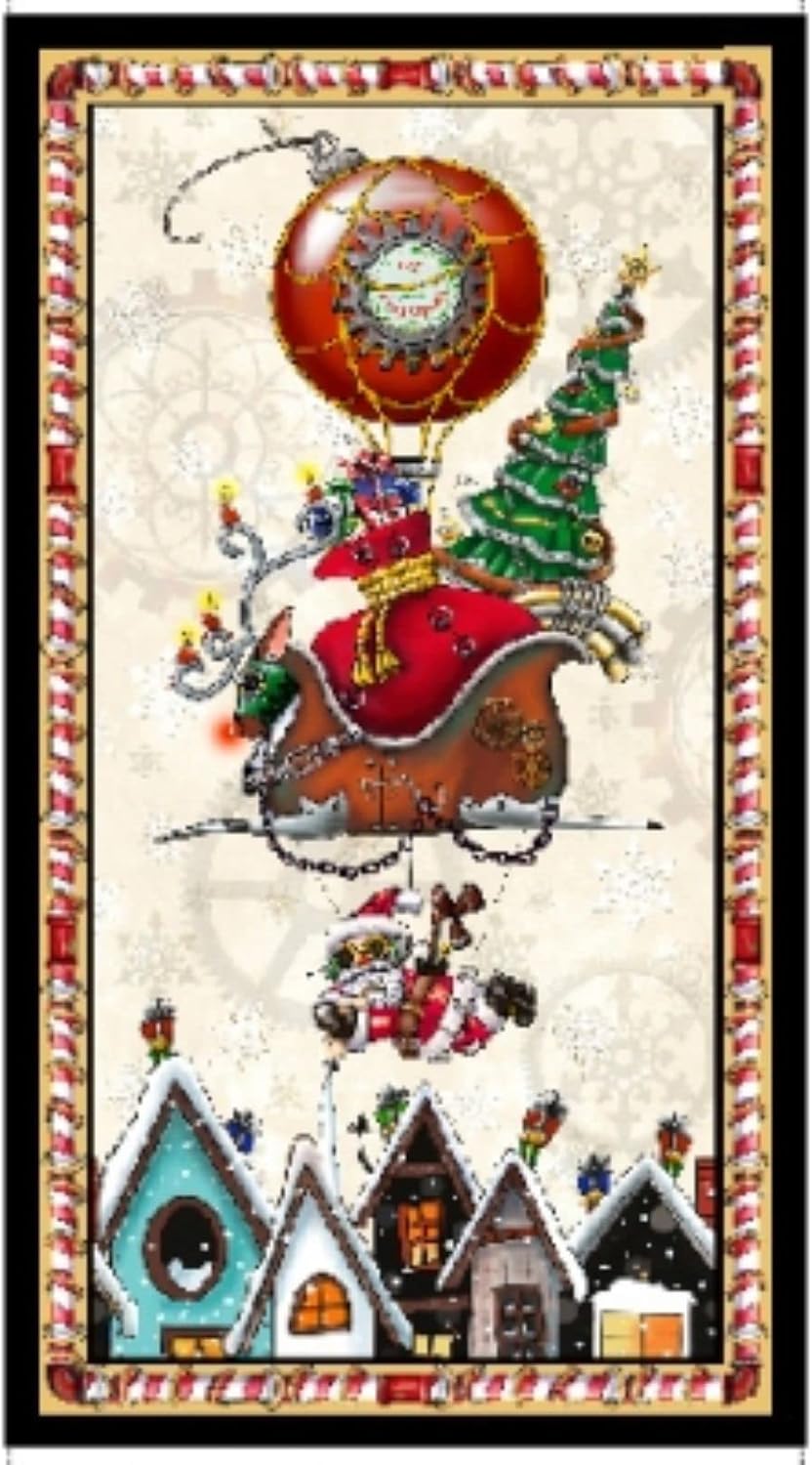 QT Fabrics Steampunk Christmas 28900 E Steampunk Christmas Panel