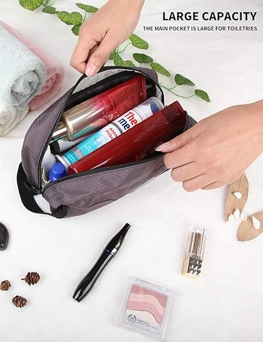 Miniatura 10 de GOX Neceser de viaje pequeño, estuche Dopp Kit para hombres, bolsa organizadora multifunción (turquesagris)