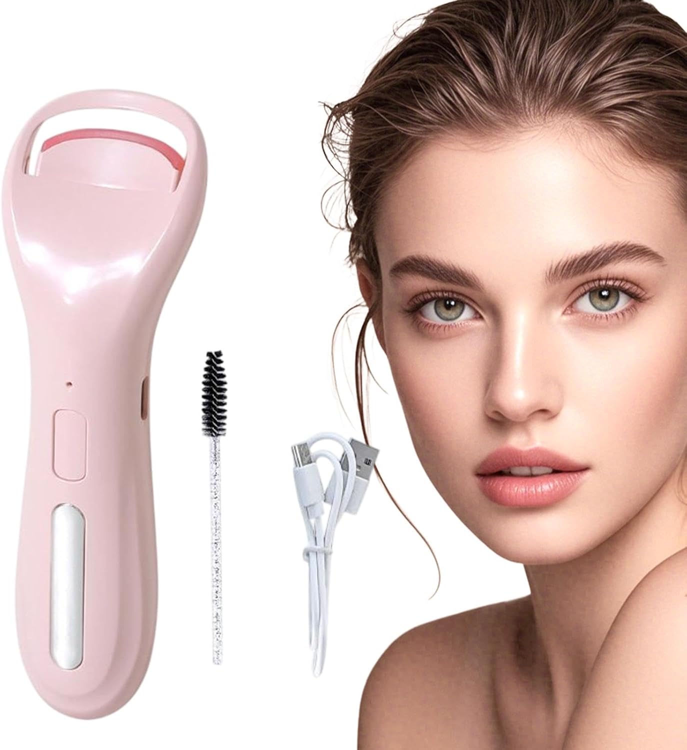 Electric Eyelash Curler, 3 Temp Settings Rechargeable Lash Curlers, Portable Makeup Tool, 5.12×1.57×0.59 inches, Natural Long-Lasting Curls Versatile Ideal for Women and Girls