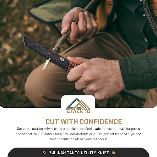 Miniatura 6 de DFACKTO Interceptor Tanto - Cuchillo utilitario de 5.5 pulgadas, hoja de espiga completa de acero inoxidable de alto carbono para cocina, cocina,