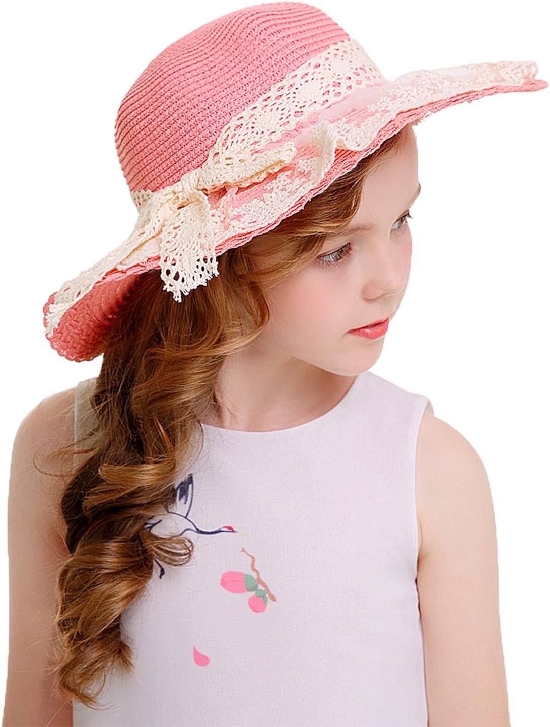 Bienvenu Little Girl Kids Summer Straw Hat Wide Brim Floppy Beach Sun Visor Hat