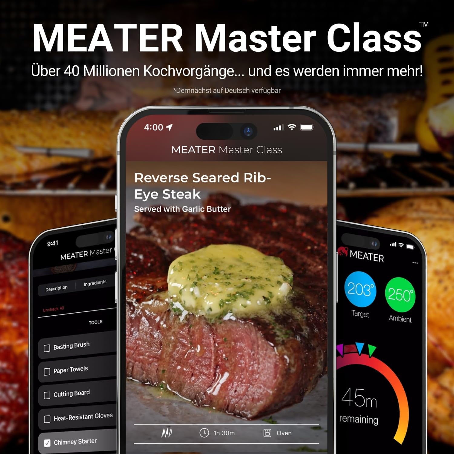 MEATER Pro / 2 Plus: Das Smarte Fleischthermometer der Nächsten Generation | Hitzebeständig bis 550°C | Hohe Reichweite, 100% Wasserdicht, Multi-Sensor Technologie | Küche, BBQ, und Grill