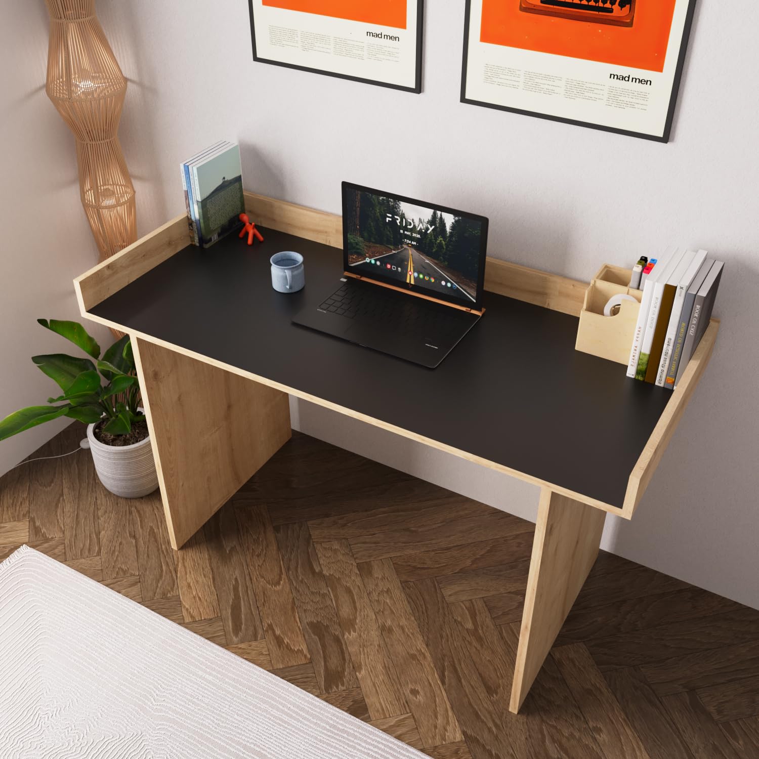 Escritorio De Oficina En Casa Con Cajones, Mesa De Madera Multiusos, Estación De Trabajo Para Computadora, Mesa De Estudio, Mesa De Escritura, Moderna, Simple, Cero Montaje, Sin Silla (23.5 Pulgadas