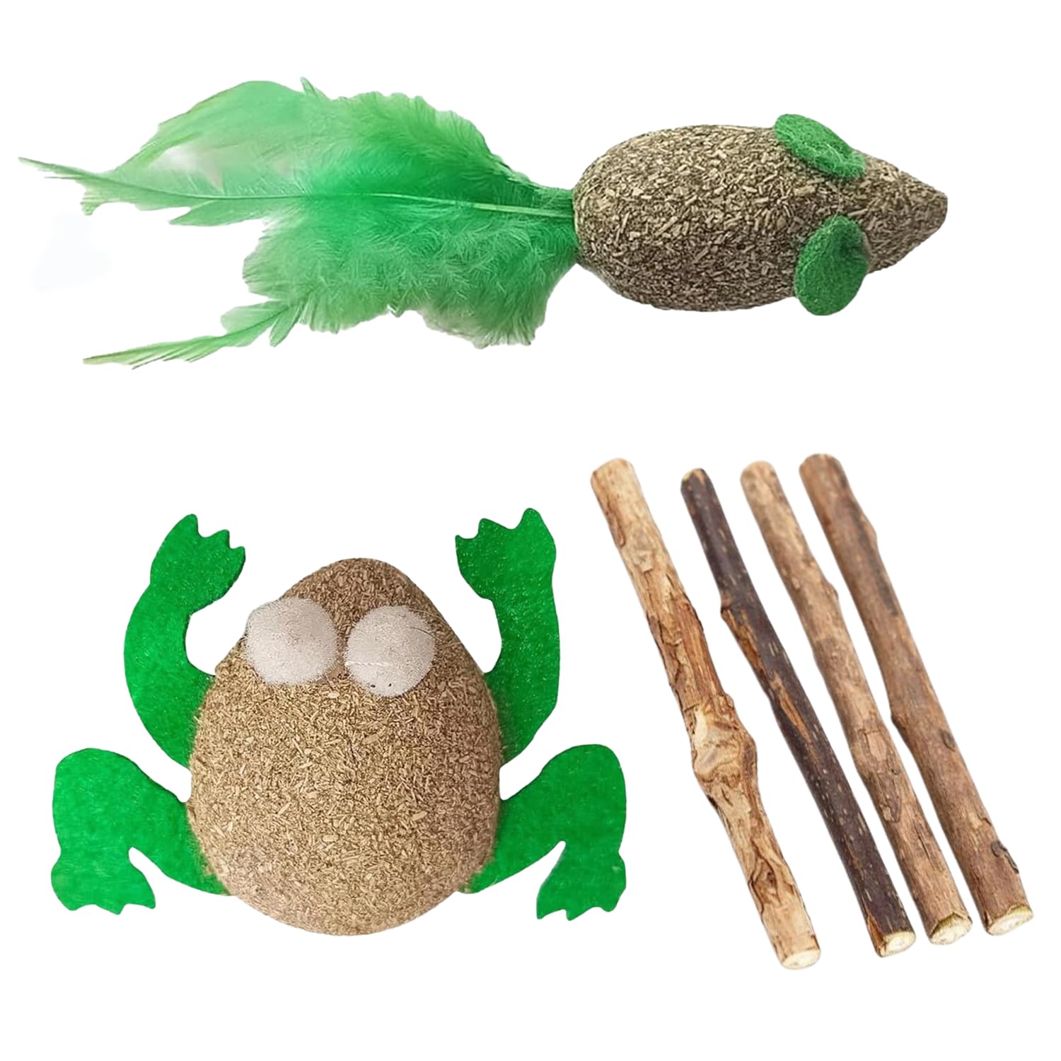 emily pets Catnip & Matatabi Cat Toy Set | Natural Silvervine Sticks with Interactive Mouse & Feather Toy | Dental Care, Stress Relief & Indoor Cat Play-picture-27