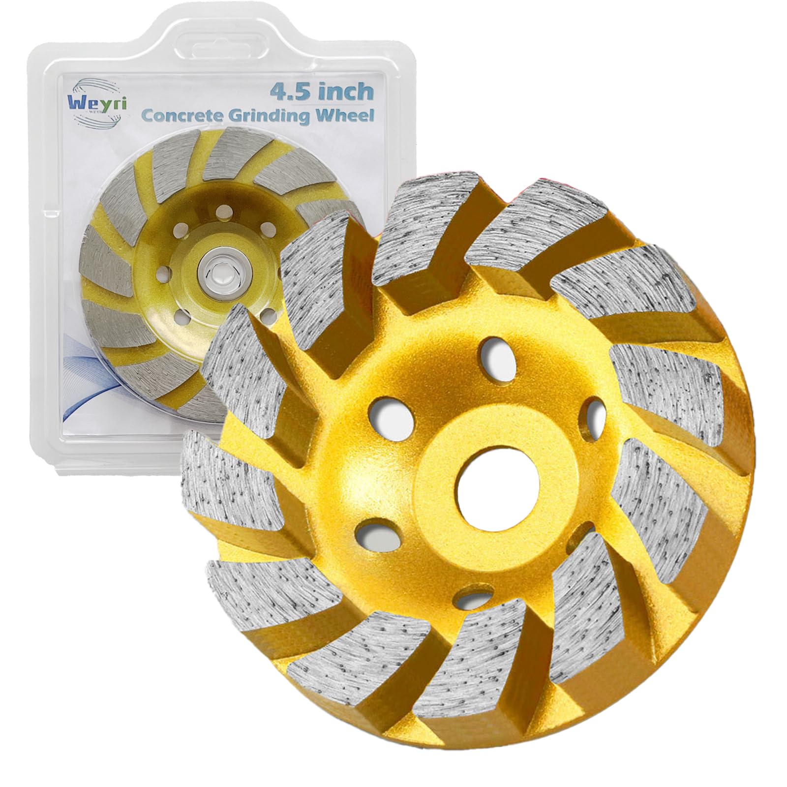 4 1/2 Inch Diamond Concrete Grinding Wheel, Turbo Segment Angle Grinder Wheel for Concrete, Stone, and Masonry, Heavy-Duty 4.5” Diamond Cup Wheel for Fast Grinding & Smoothing