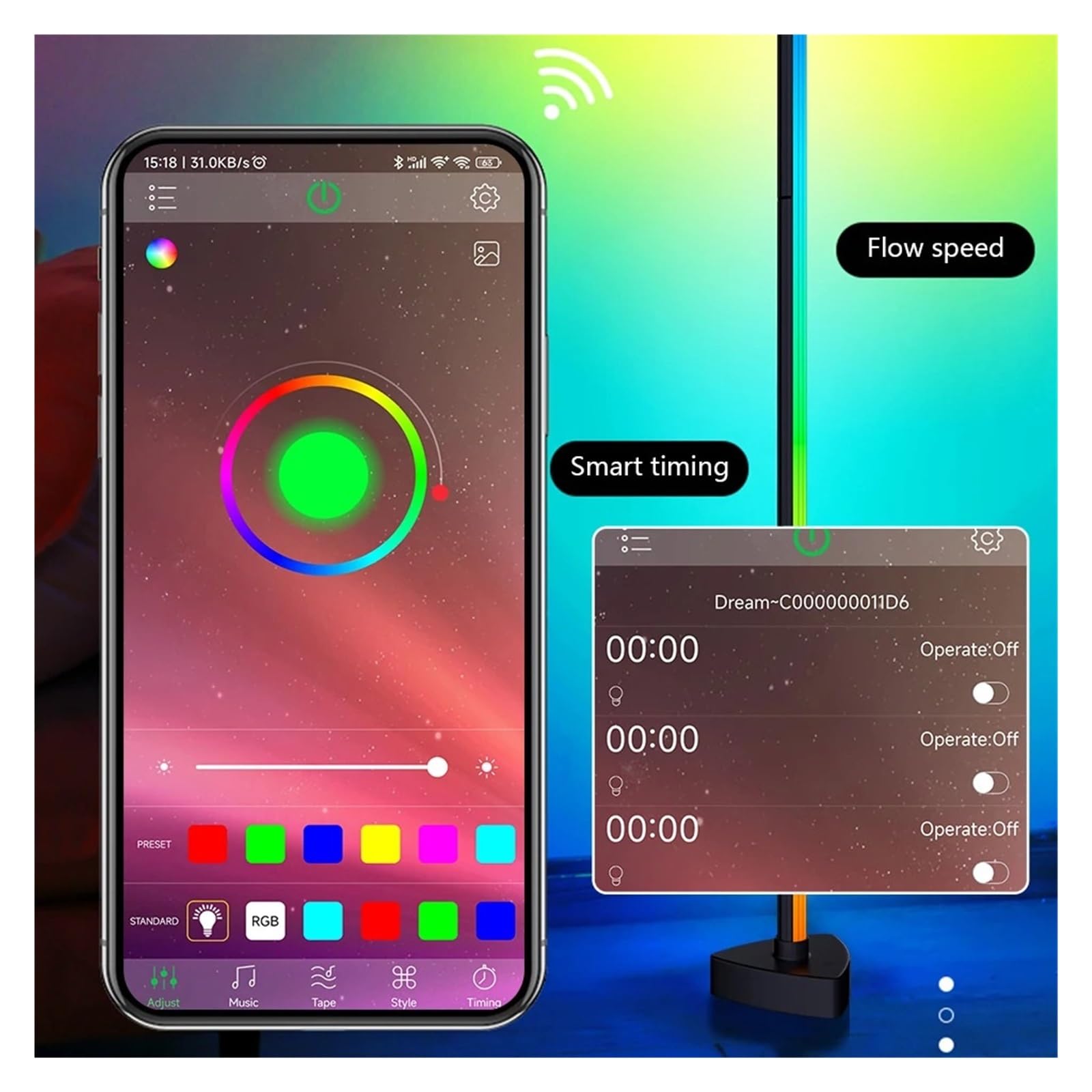Lampa Stojąca Lampa Podłogowa LED RGB Salon Możliwość Przyciemniania 141cm Wysoce DIY Stojak Nastrojowe Oświetlenie Do Sypialni Home Decor Wewnętrzne Pasuje Każdego Stylu Wnętrza