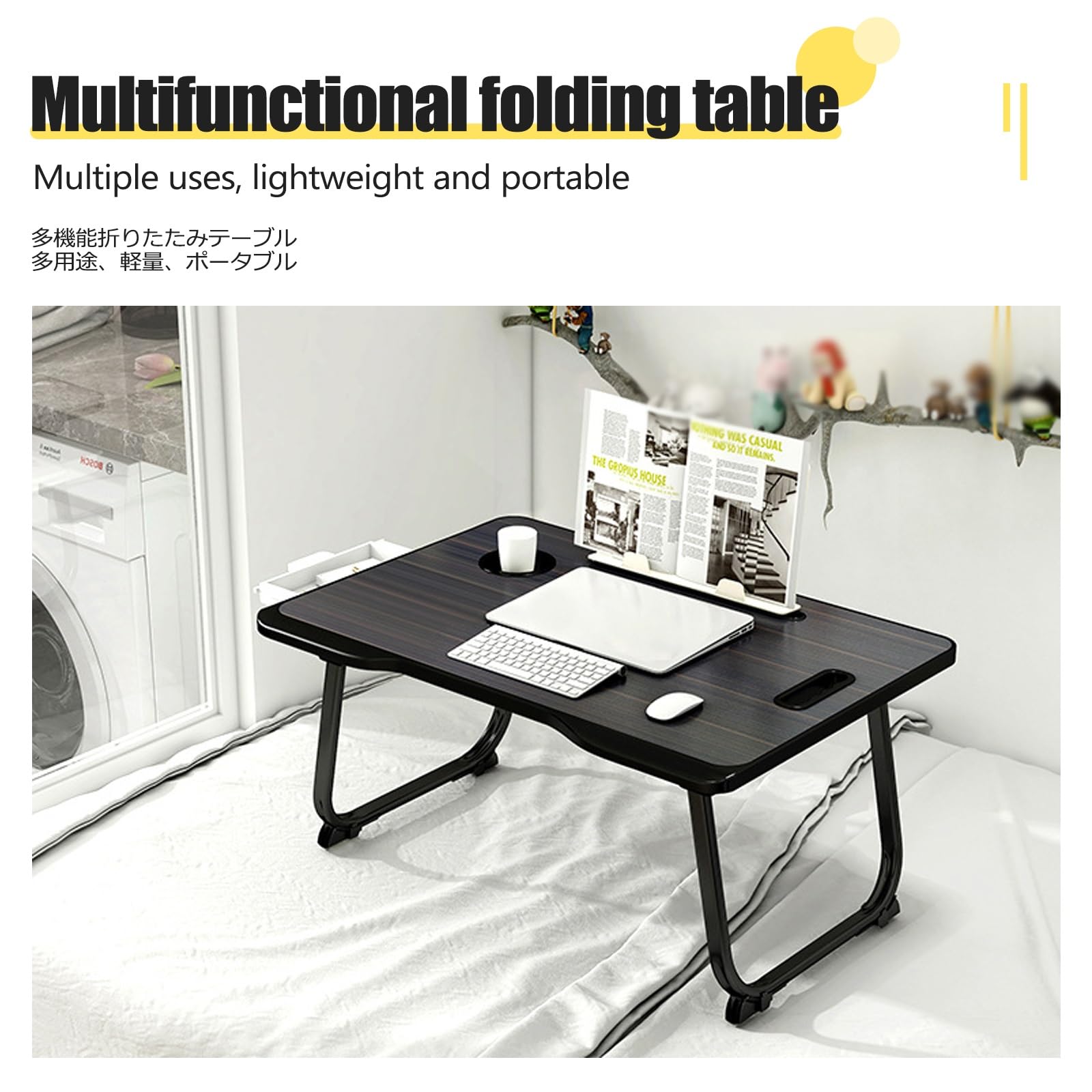 Tavolino da Letto,Tavolo Laptop Pieghevole,lapdesk Pieghevole,tavolino da Letto per studiare,Utilizzato per Leggere, disegnare o Giocare ai Videogiochi, Lavorare(White)