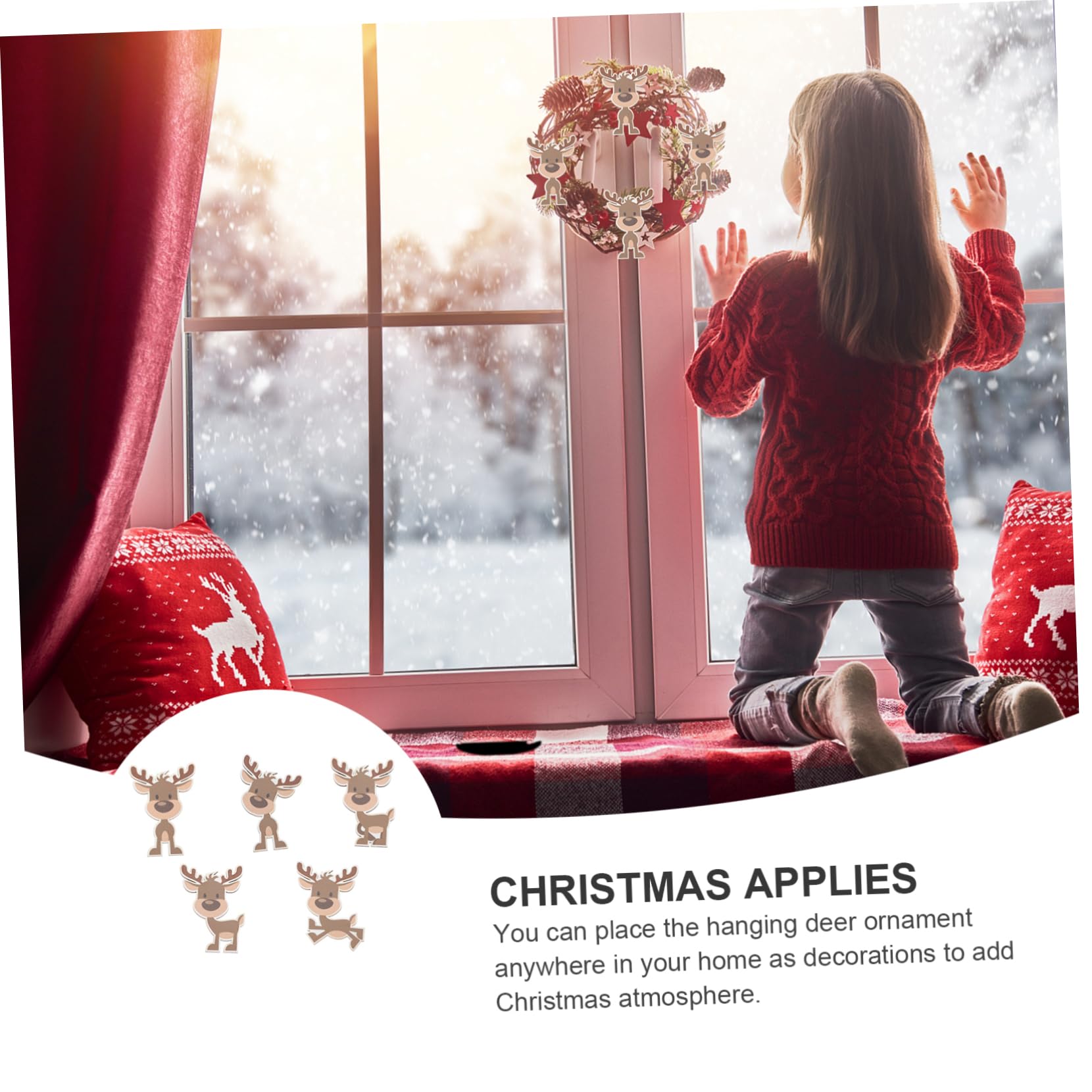 Zerodeko 7 Sätze Elch Charme Weihnachtsanhänger Weihnachtsdekoration Weihnachtsbaum Zum Aufhängen Tannenbaum Aufhänger Weihnachtliche Hängende Dekore Elch Anhänger Holz 10 Stück * 7
