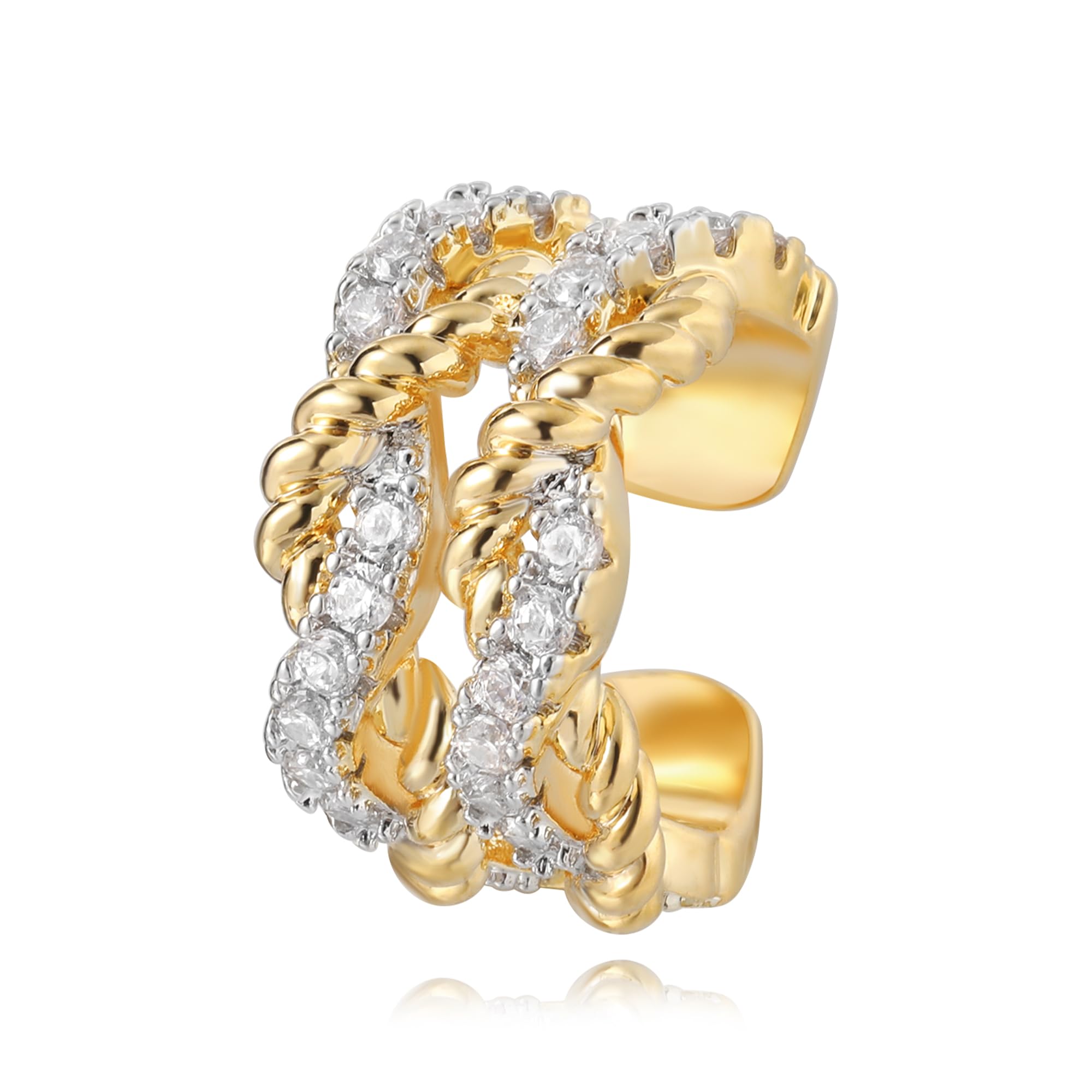 Jenosy Gold Ear Cuff Damen Nicht Piercing Öffnen Wrap Ohrringe 18K Vergoldet Zirconia Ohrmanschette Gold Handmake Schmuck Geschenk für Frauen