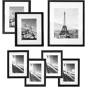 SONGMICS Picture Frames, 10 Pack Collage Picture Frames with Two 8x10, Four 5x7, Four 4x6, Photo Frame Set for Wall Gallery Decor, Hanging or Tabletop Display, Clear Glass Front, Black