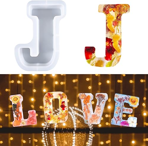 Miniatura 27 de Molde de letras grandes de 7 pulgadas para resina, 26 moldes epoxi del alfabeto en mayúsculas, molde del alfabeto grande de la A a la Z para hacer