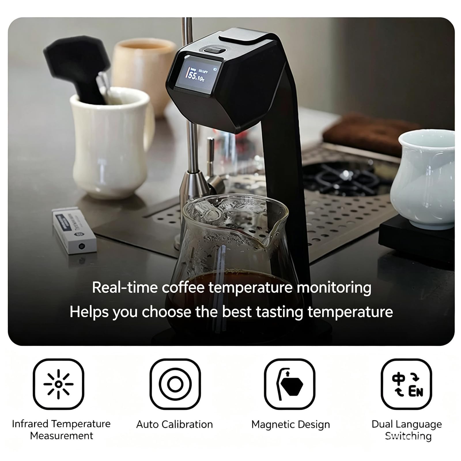 Termómetro digital para café y medidor de temperatura de líquidos