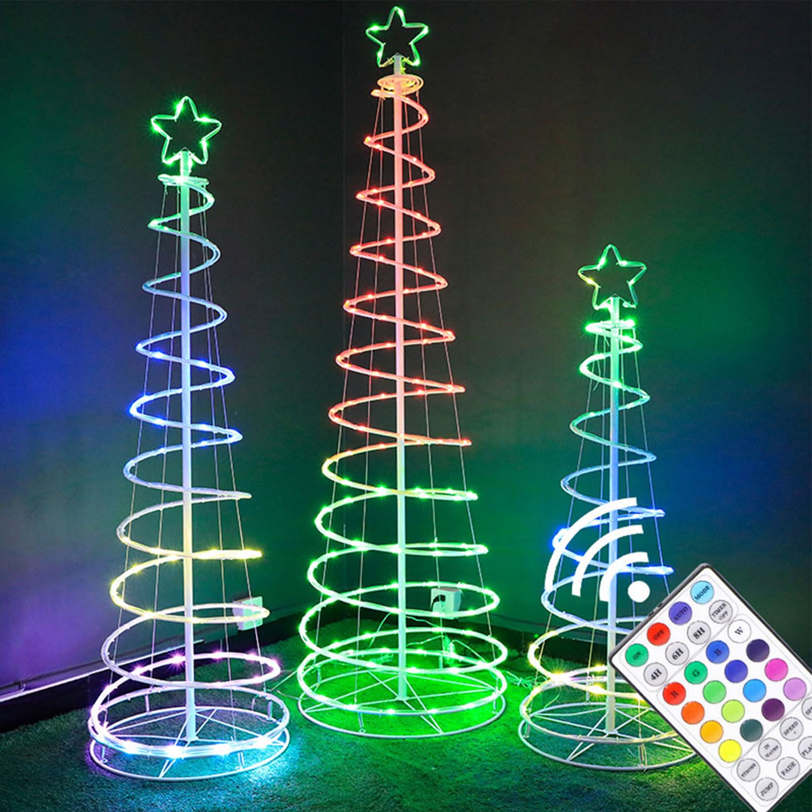 Sapin en Spirale Lumineux avec Télécommande pour Décorer Facilement le Jardin sans Effort