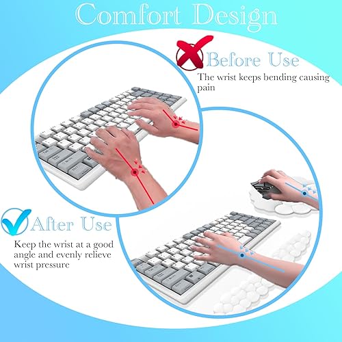 Miniatura 3 de Reposamuñecas para teclado Cloud 3 en 1, teclado de piel suave, reposamuñecas para aliviar el dolor de muñeca para el hogar, oficina, laptop,