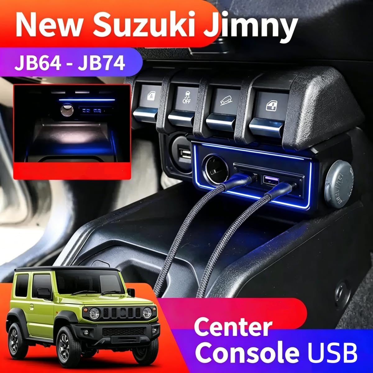 Panel Przedłużający ładowarkę Usb Do Deski Rozdzielczej Do Suzuki Jimny (3-Port–RHD null)