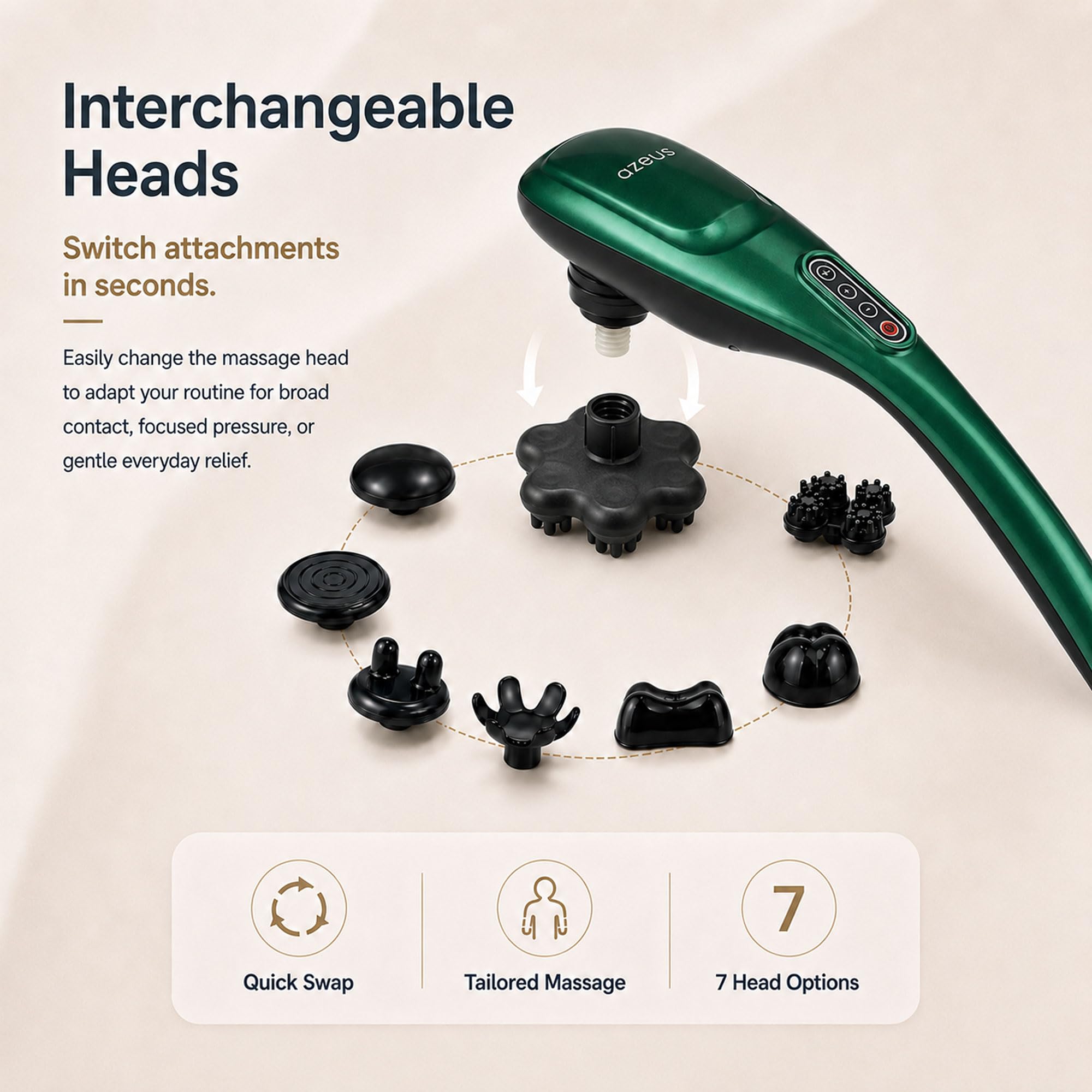 MEGAWISE Massaggiatore manuale per la schiena, il collo, le spalle, la vita e le gambe (cordless, verde scuro)