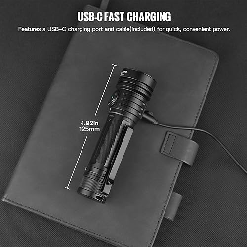 Miniatura 4 de ThruNite Linterna recargable LED TC20 V3, 4720 lúmenes altos, súper brillante, potente luz de mano, luz de flash táctica de carga USB-C con batería