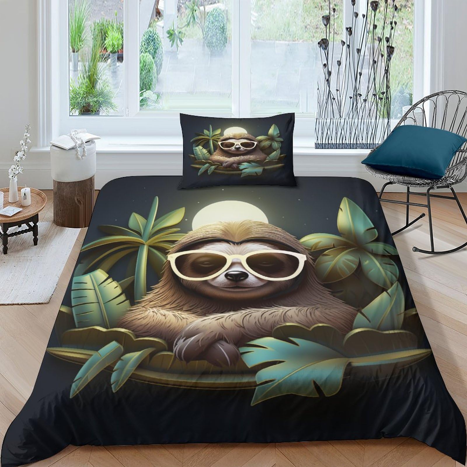 Housse de couette loutre 135x200 microfiche avec taies d'oreiller