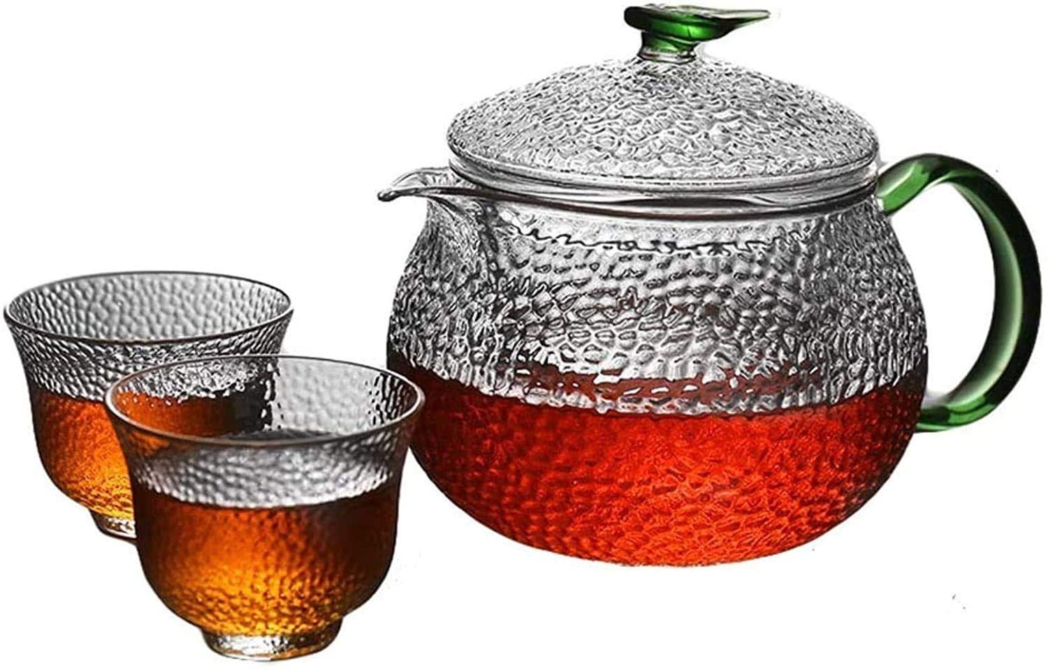 HJW Useful Kettle Teapot Cup Glass Tea Pot Set with High Temperature Resistant Filter Household 550Ml Tea Cup,Green