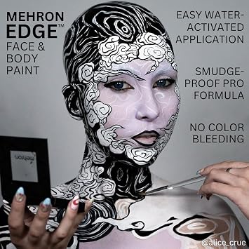 Mehron Makeup EDGE - BLACK, Water-Activated Face & Body Paint