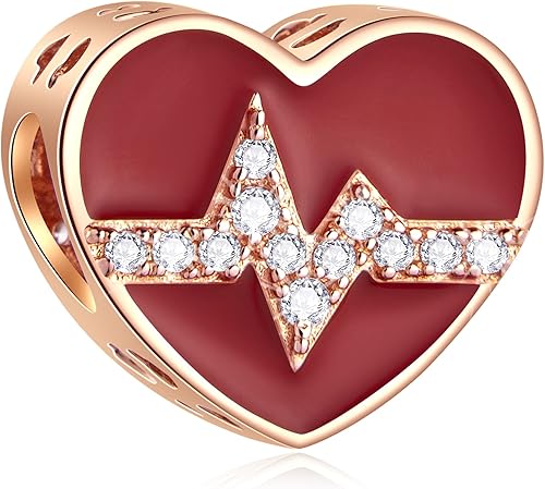 Dijes de oro rosa para el día de San Valentín para pulseras europeas, dijes de pareja amantes, dije de mi esposa, latido del corazón, colgante de