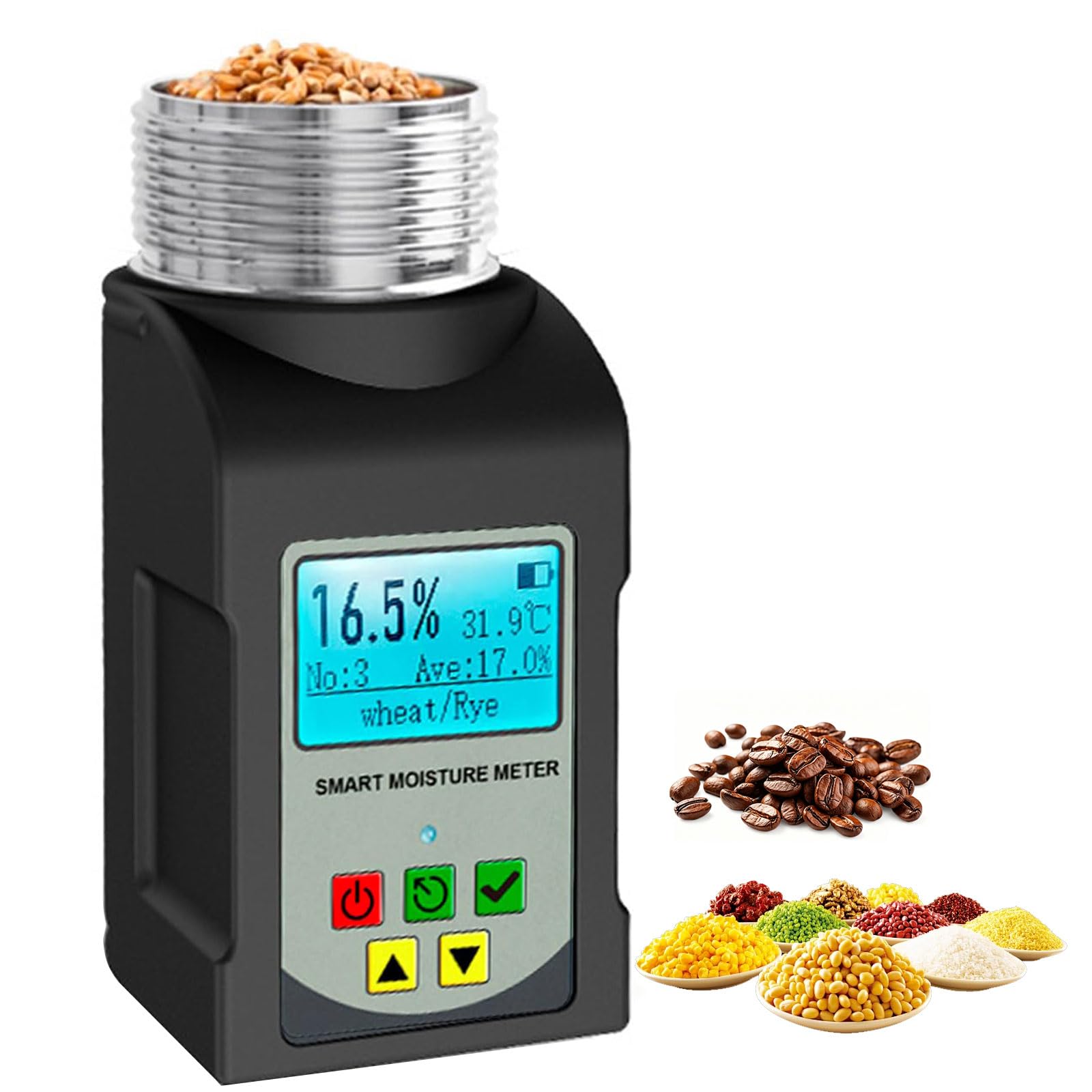 Humidimètre de grains intelligent à alerte vocale pour café et céréales