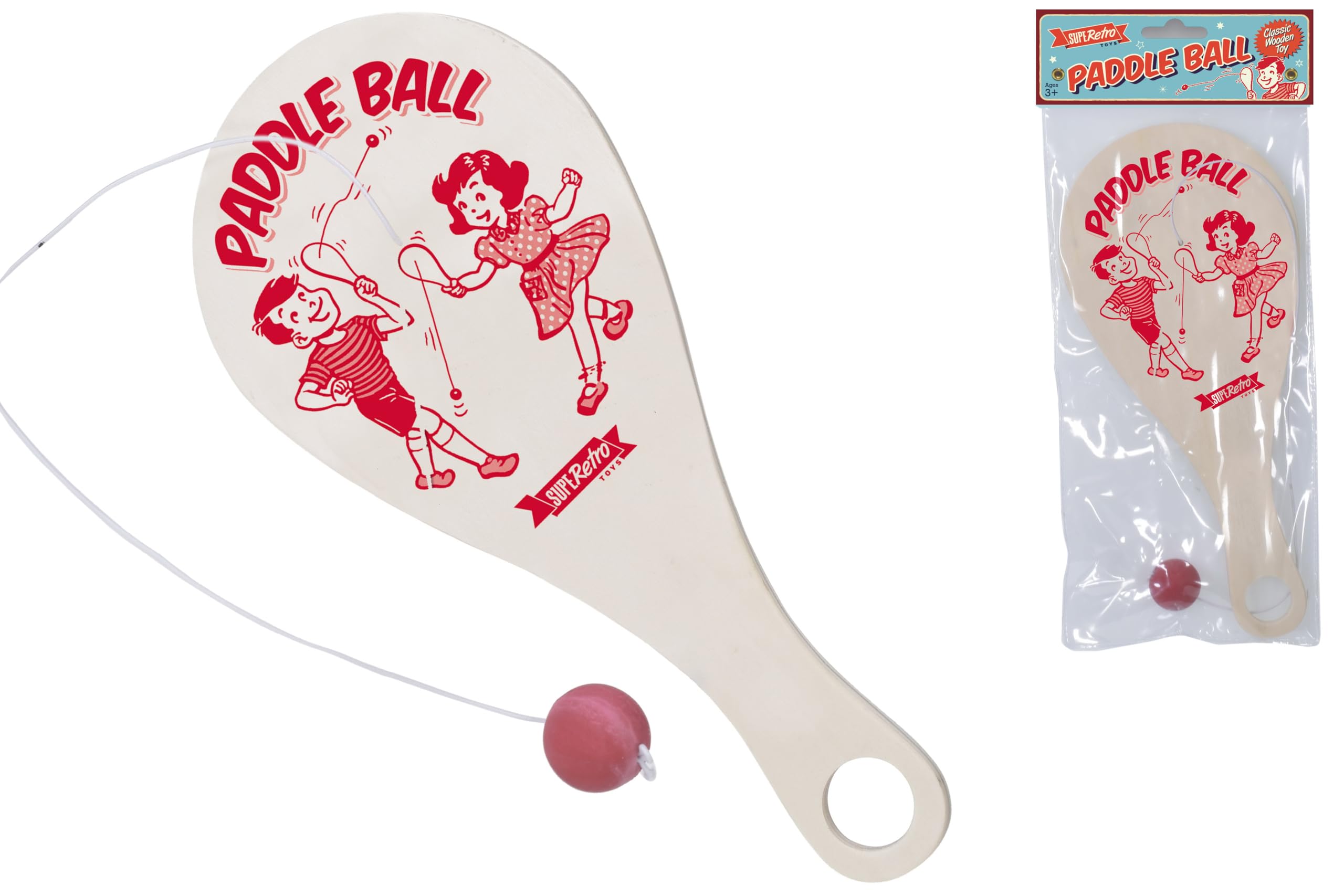 KandyToys TY6523 Jouet en Bois avec Raquette et Balle