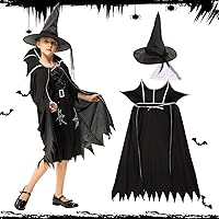 Vista 3 de Disfraz de bruja de Halloween para niñas, vestido de bruja de Halloween