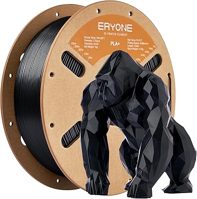 20 – ERYONE PLA Plus Filament 1.75mm PLA+ 3D Printer Filament +/-0.03mm, 1kg (2.2lbs)/ Spool, Black