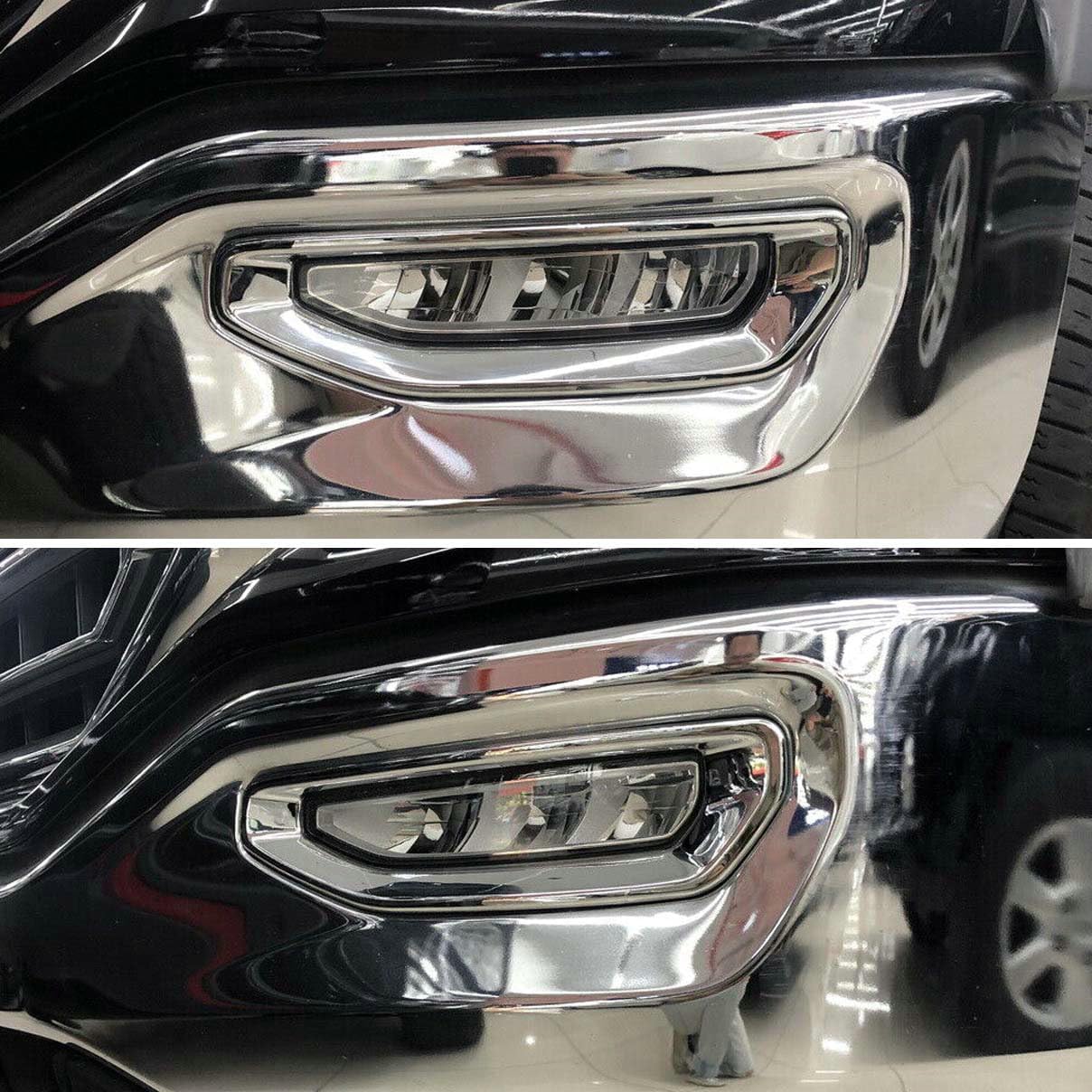 1Pair Chrome Front Bumper Fog Bumper Cover Trims Molding for GMC Sierra 2014 2015 2016 2017 2018