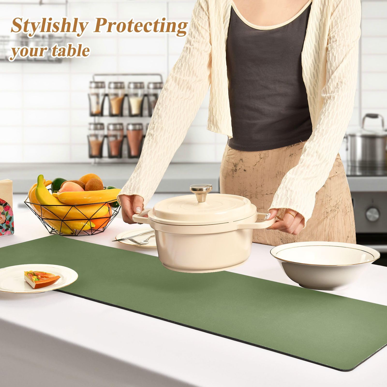 Heat-Resistant Table Runner With Fruit Print – Long Trivet Mat For Countertops & Dining Tables