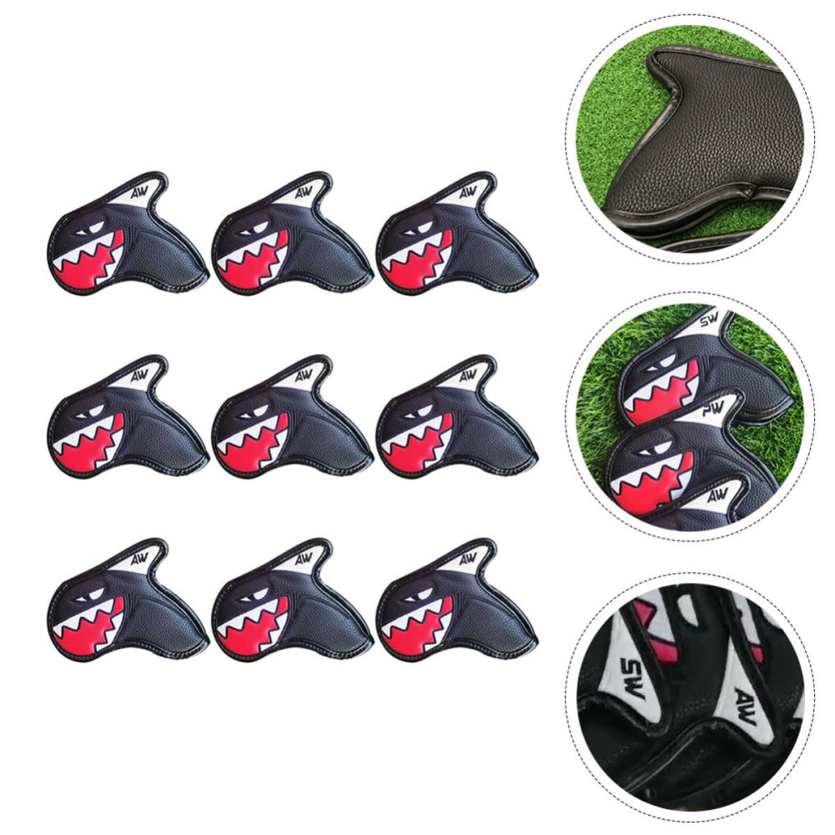 9 Piezas Funda para Putter de Golf Mallet Negra en PU, Protección