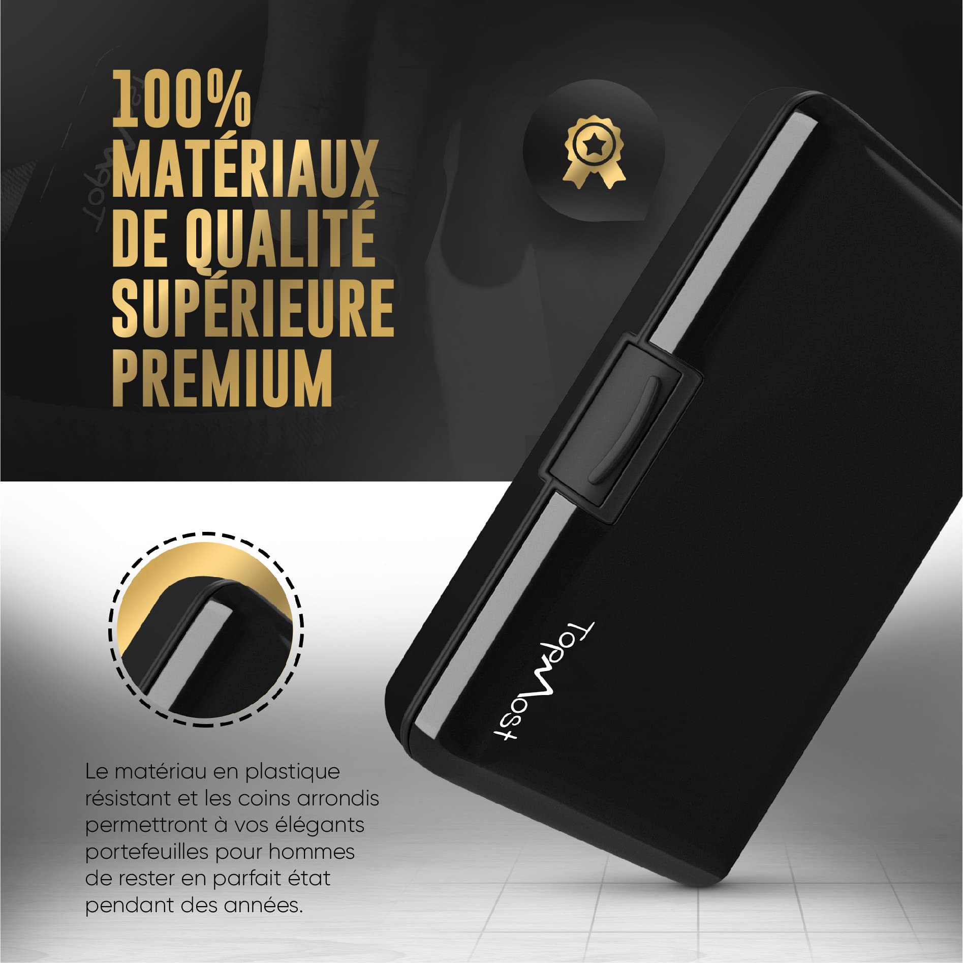 TopMost Étui en Aluminium pour Cartes de crédit avec Protection RFID, pour Hommes et Femmes. Portefeuille Slim pour 12 Cartes et Billets, Anti-vol de données, Support Compact.