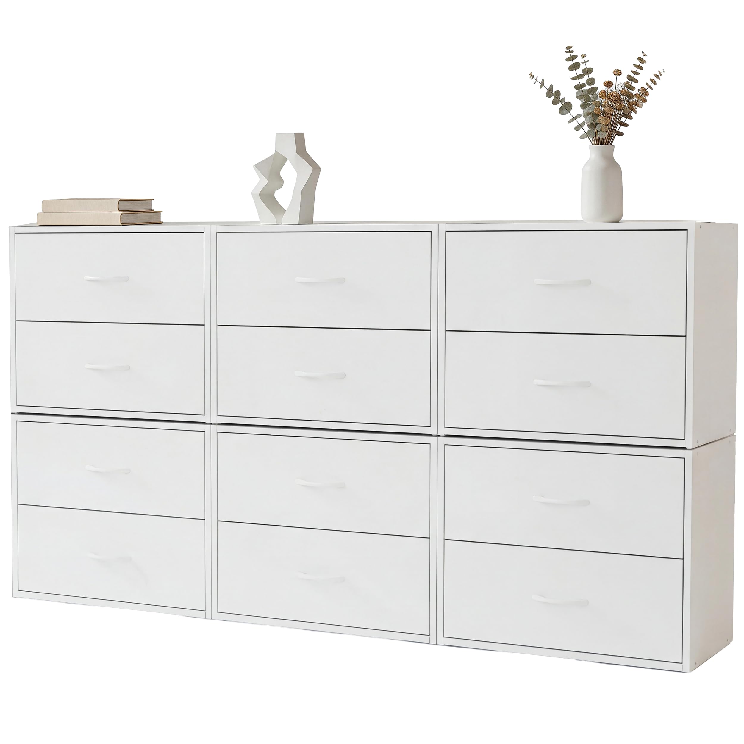 PrimeZone 2 Wood Drawer for Closet Storage: White Stackable Short Closet Dresser for Clothes Organizer - Modular Chest Cabinet for Closet Bedroom Dorm