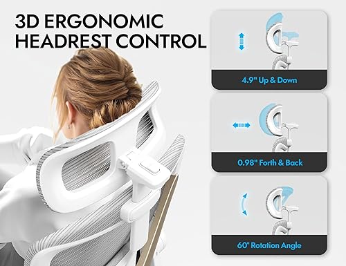Miniatura 7 de Silla ergonómica de oficina - Sillas de escritorio para computadora, cómodas, de malla, con respaldo alto para juegos, con soporte lumbar ajustable