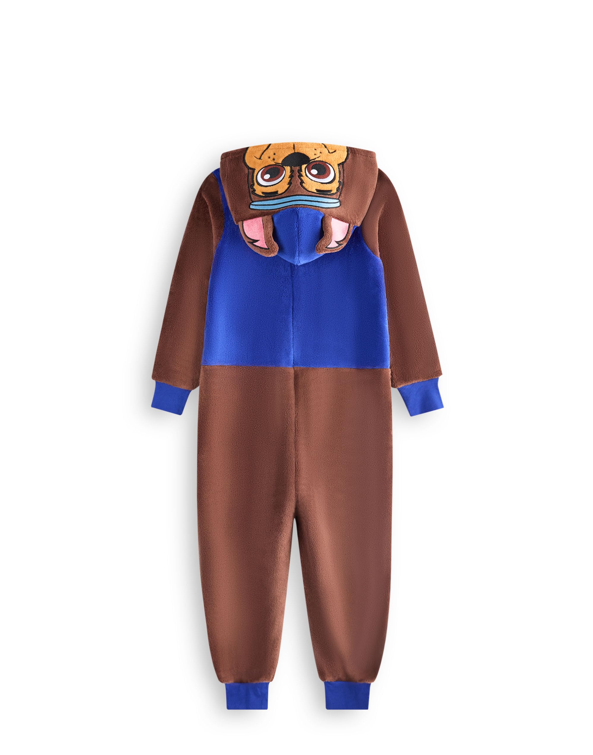 Paw Patrol Chase Grenouillère pour Garçons & Filles | Pyjama Tout-en-Un pour Enfants en Bleu & Marron | Combinaison de Nuit Unisexe avec Capuche Brodée et Oreilles 3D