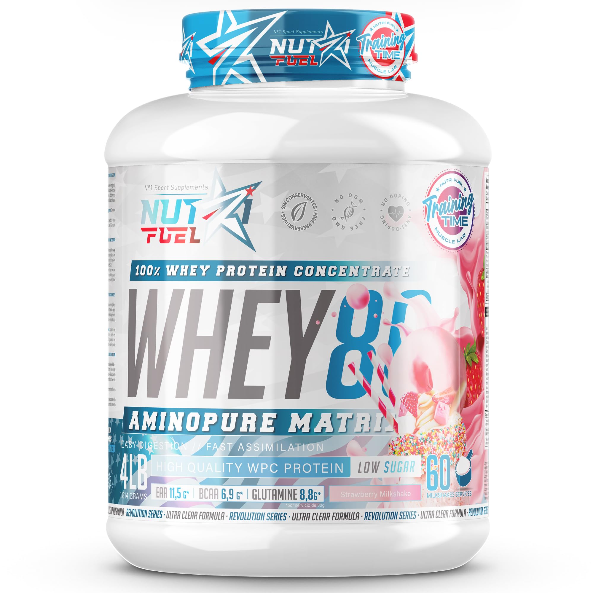 Proteina Whey Protein En Polvo Con BCAA L Glutamina Enzimas Digestivas Digezyme Proteinas Whey Suero Recuperacion Muscular Post Entrenamiento Fitness Gym Proteina Yogurt Fresa