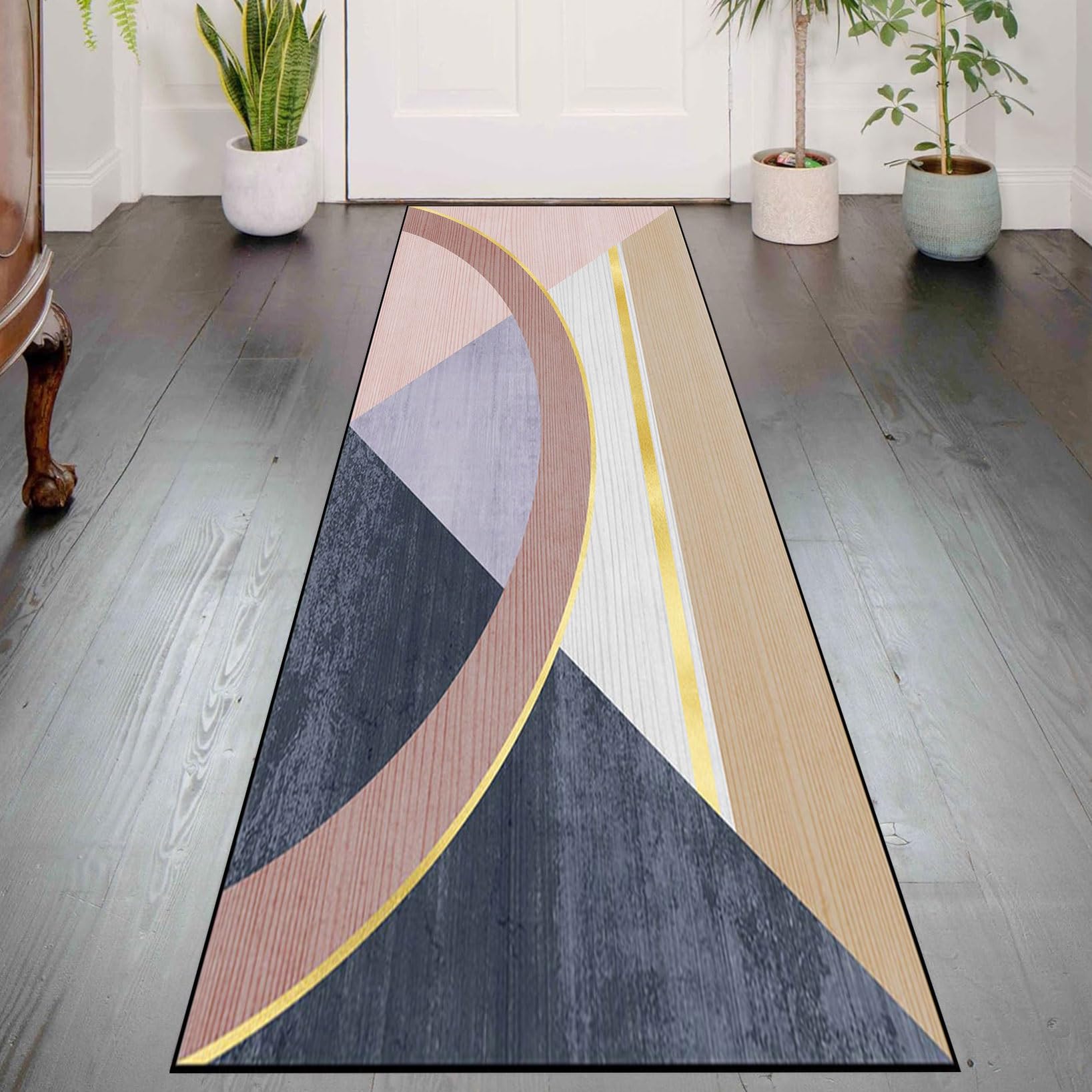 Dywanik Dywanowy Antypoślizgowy 65 x 440 cm Antypoślizgowy Gumowy Spód Bardzo Długie Dywaniki Wejściowe Do Przedpokoju Kuchnia Przedpokój Pralnia, Zmywalny, B